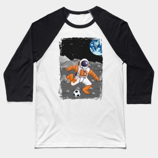 Moon Football Soccer Playing Astronaut Travel Poster Baseball T-Shirt